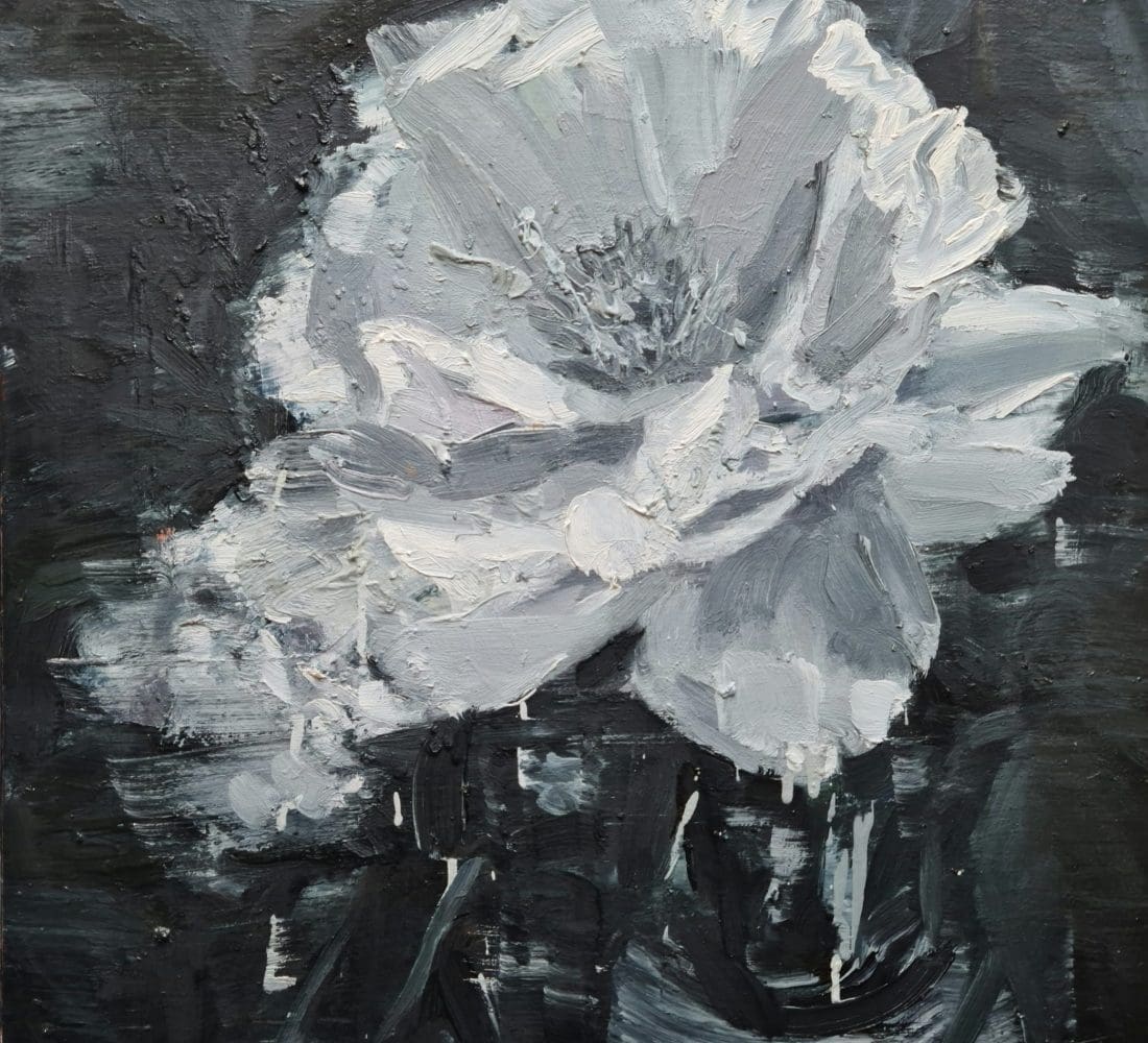 "Blanche", huile sur toile, 73x60cm - série "Élégance"